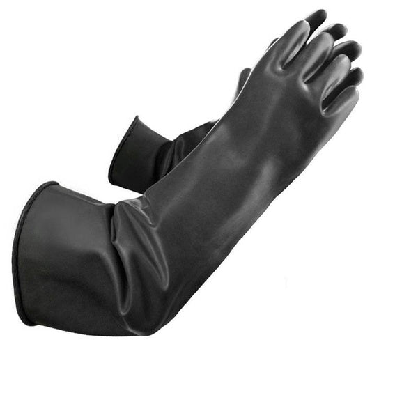 18" Long Rubber Gloves. Black long rubber gloves for wet area.