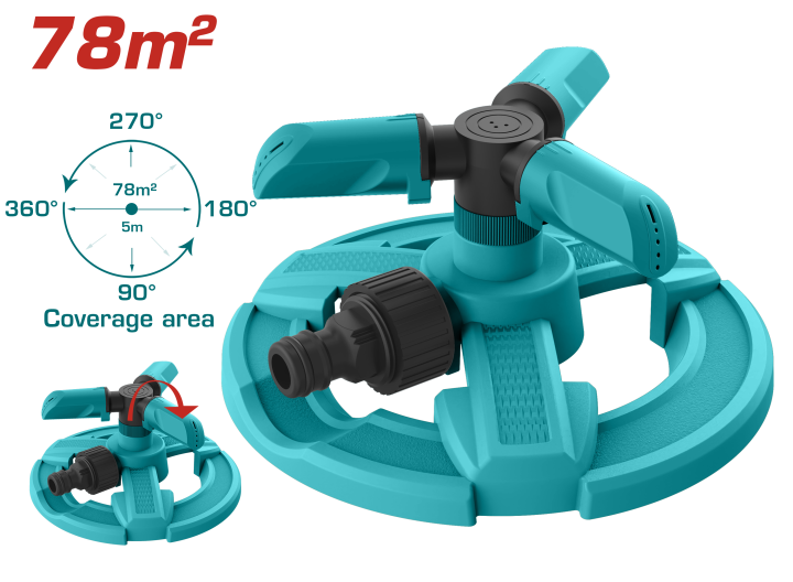 TOTAL Plastic 3 Arm Rotatory Sprinkler THPS23602