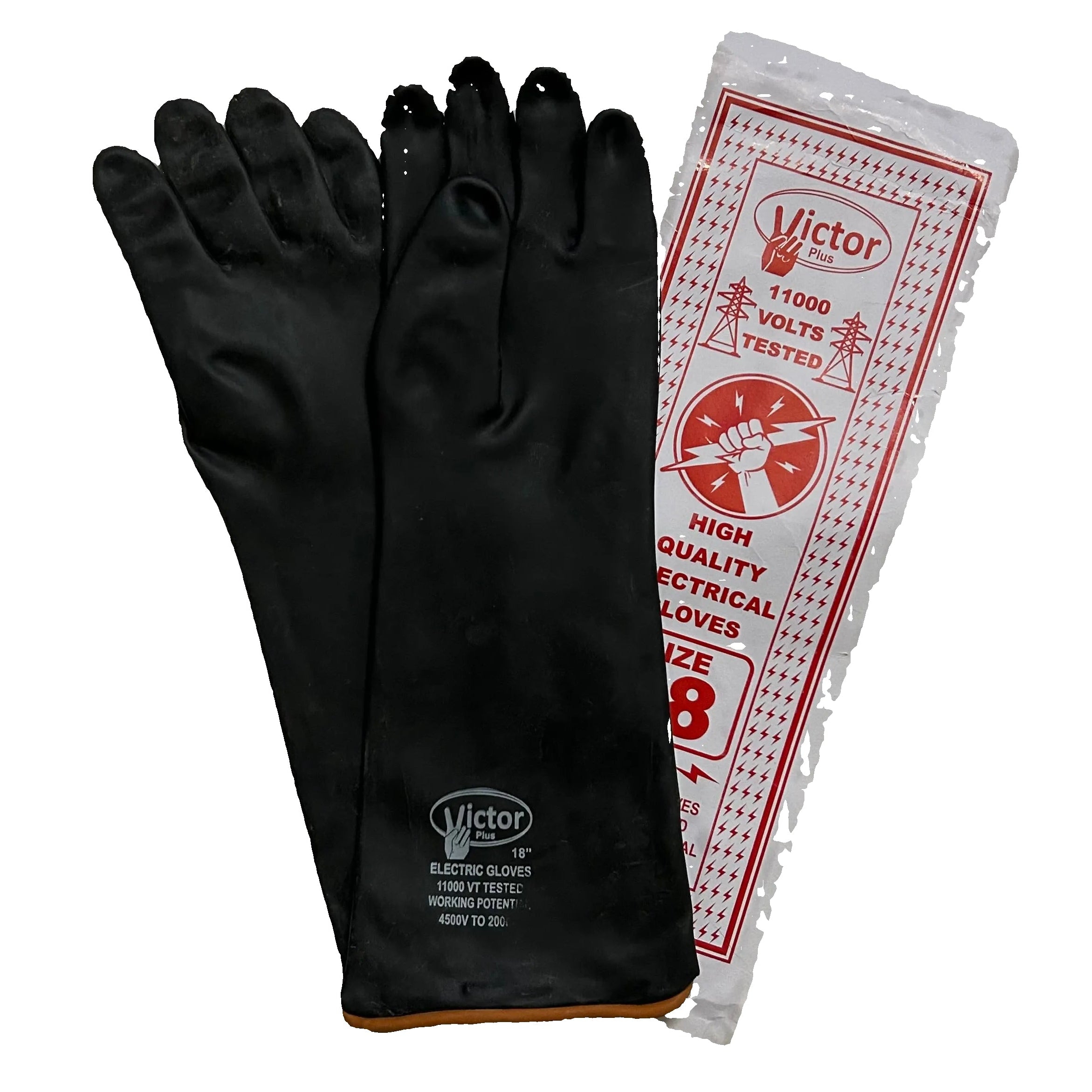 18" Long Rubber Gloves. Black long rubber gloves for wet area.