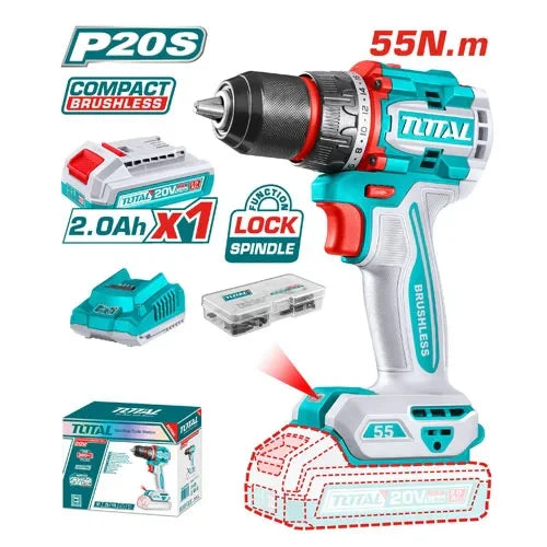 TDLI205582 TOTAL 55NM Compact Brushless Cordless Drill 20V