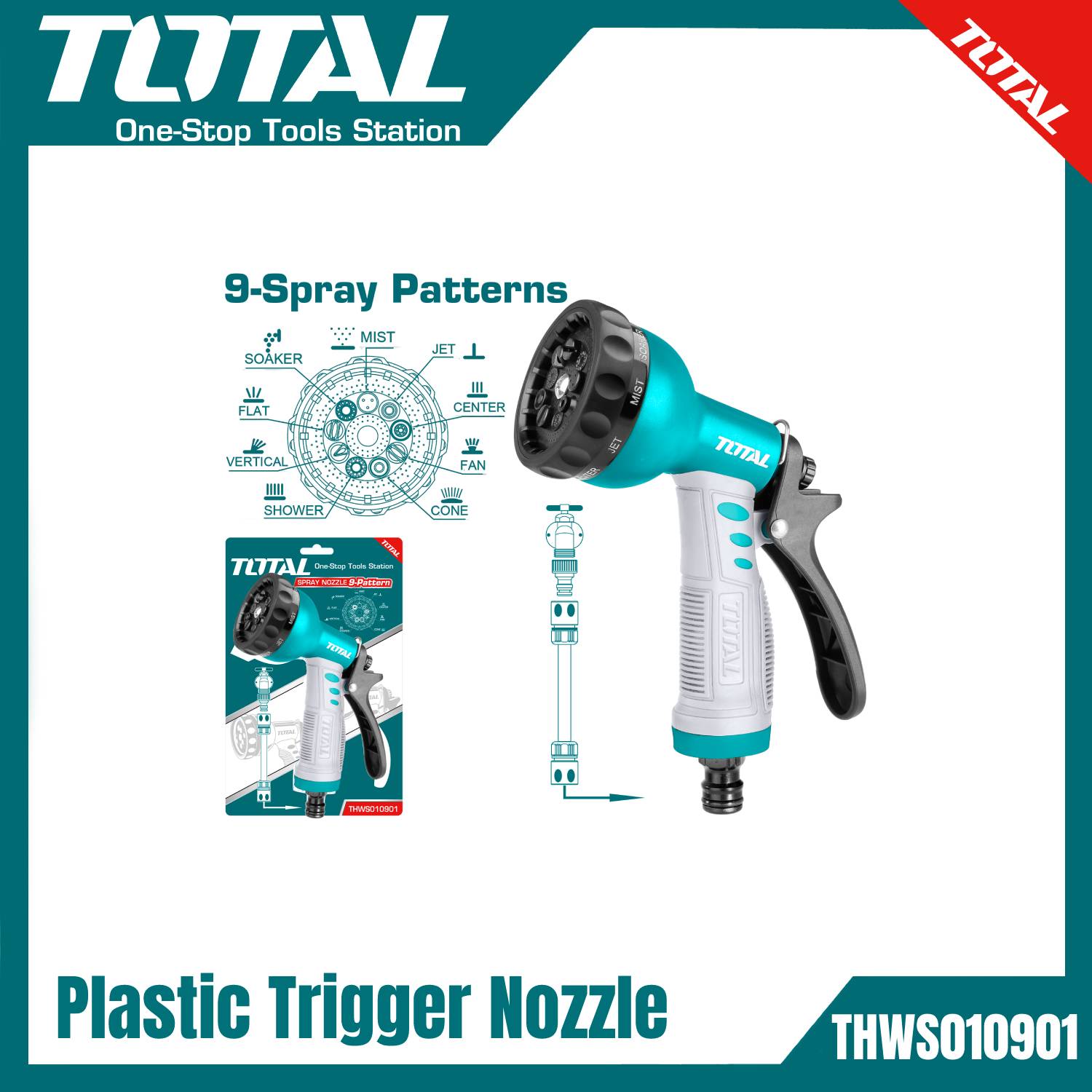 TOTAL 9-spray Plastic Trigger Nozzle THWS010901