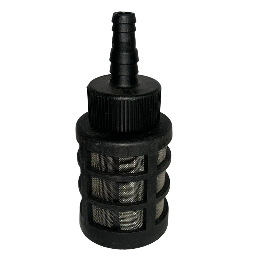 Heavy duty pressure washer bucket filter - with reverse flow protection.