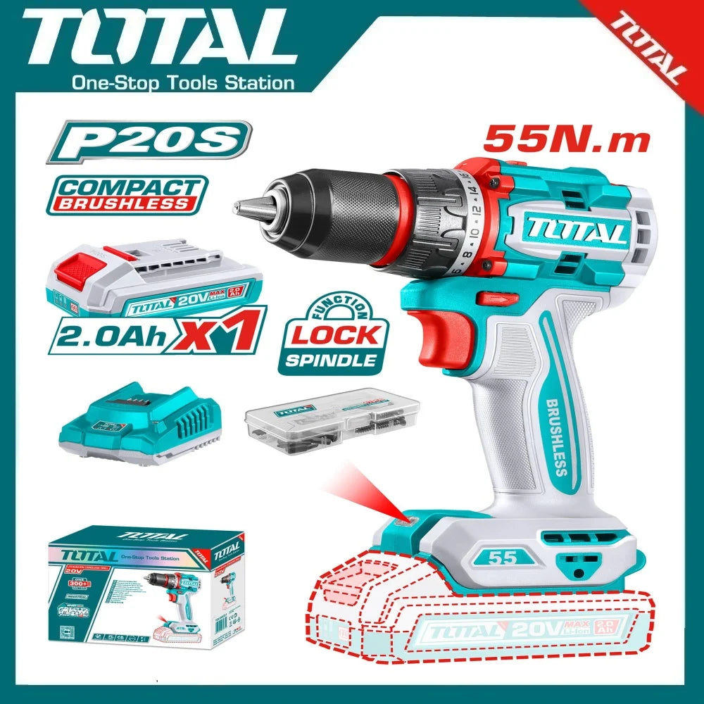 TDLI205582 TOTAL 55NM Compact Brushless Cordless Drill 20V