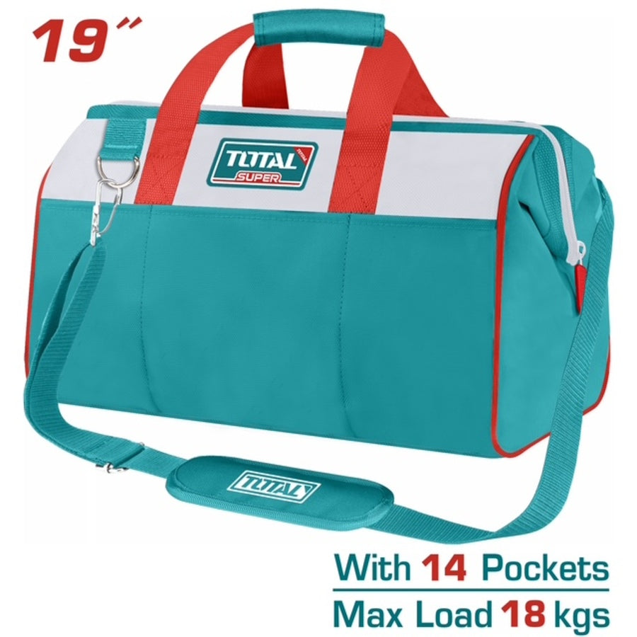 TOTAL 19" Tools Bag with 6 Pockets Outside and 8 Pockets Inside THT261925 | Hardware Tools bag best quality