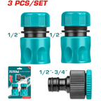 TOTAL 3 Pcs Hose Quick Connectors Set THWS030301