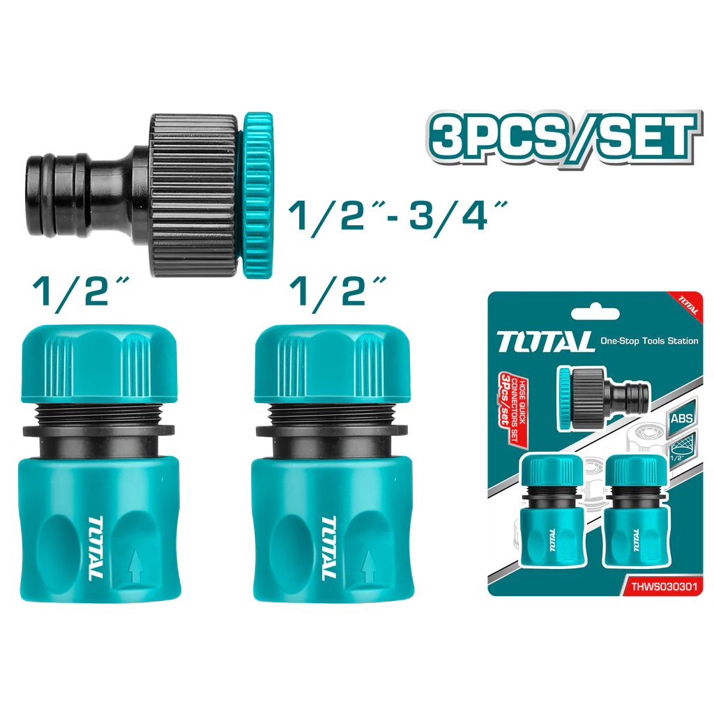 TOTAL 3 Pcs Hose Quick Connectors Set THWS030301