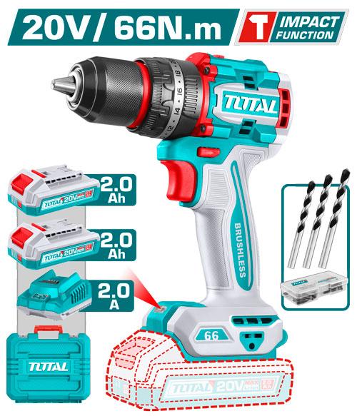 TIDLI20668 TOTAL Compact Brushless Cordless Impact Drill