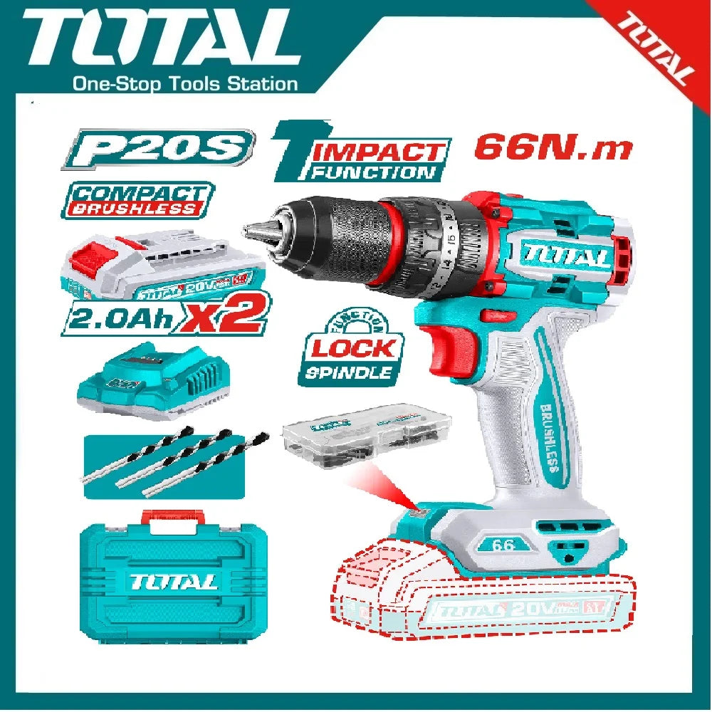 TIDLI20668 TOTAL Compact Brushless Cordless Impact Drill